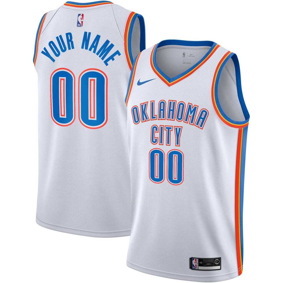 Men%27s Oklahoma City Thunder White Nike Custom Association Edition Swingman Jersey